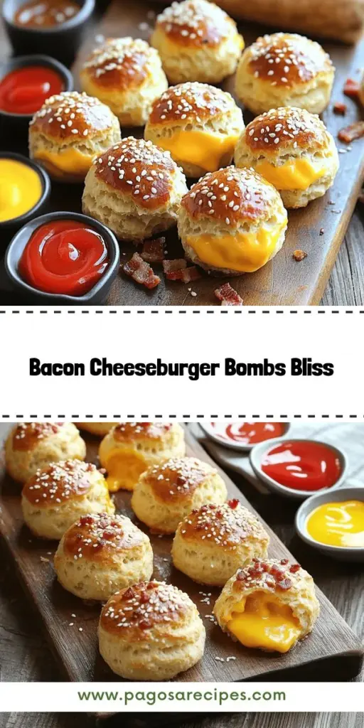 Get ready to indulge in Beefy Bacon Cheeseburger Bombs, the ultimate snack for any occasion! These savory bites combine juicy beef, crispy bacon, and melting cheese wrapped in fluffy biscuit dough. Perfect for parties, game nights, or a family meal, they'll be a hit with both kids and adults. Follow our simple step-by-step recipe to create these irresistible bombs at home, and impress your guests. Click to discover the full recipe!