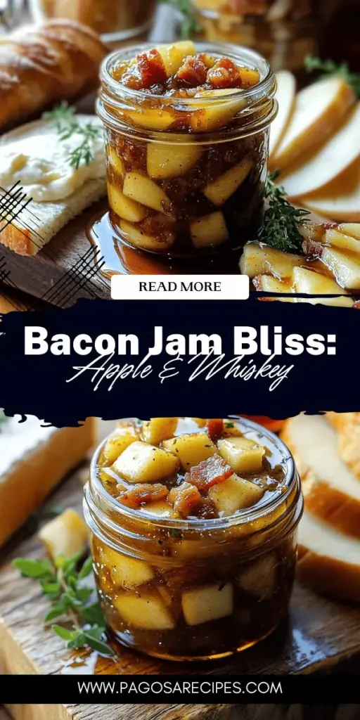 Elevate your culinary creations with this delicious Apple Whiskey Bacon Jam recipe! This unique condiment beautifully marries the rich saltiness of bacon with the sweet notes of apples and the warmth of whiskey, making it perfect for toast, burgers, or charcuterie boards. Discover step-by-step instructions and tips to create a jam that's both sweet and savory. Click to explore this mouthwatering recipe and impress your guests with your gourmet skills!
