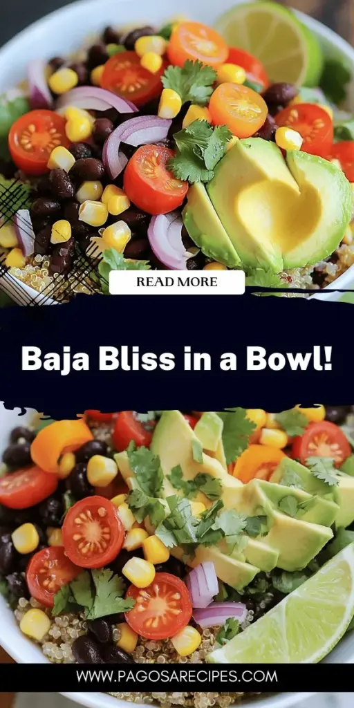 Discover the vibrant flavors of the Baja Bliss Bowl with this easy and delicious recipe! Packed with protein-rich quinoa, fiber-filled black beans, fresh veggies, and creamy avocado, this bowl is not only a feast for the eyes but also a health boost. Perfect for meal prep or a quick lunch, it caters to various dietary preferences. Come explore how to assemble this nourishing dish and customize it to your liking for a delightful and wholesome meal!