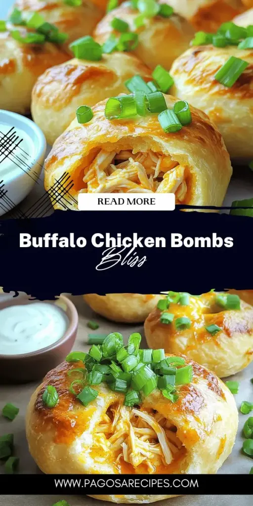 Discover the ultimate comfort food with our Buffalo Chicken Bombs recipe! These bite-sized delights combine shredded chicken, spicy buffalo sauce, and creamy cheese all wrapped in crispy dough, making them perfect for game days or family dinners. Easy to prepare and packed with flavor, they're sure to be a hit! Click to explore the recipe and learn how to impress your guests with this delicious snack that everyone will love!