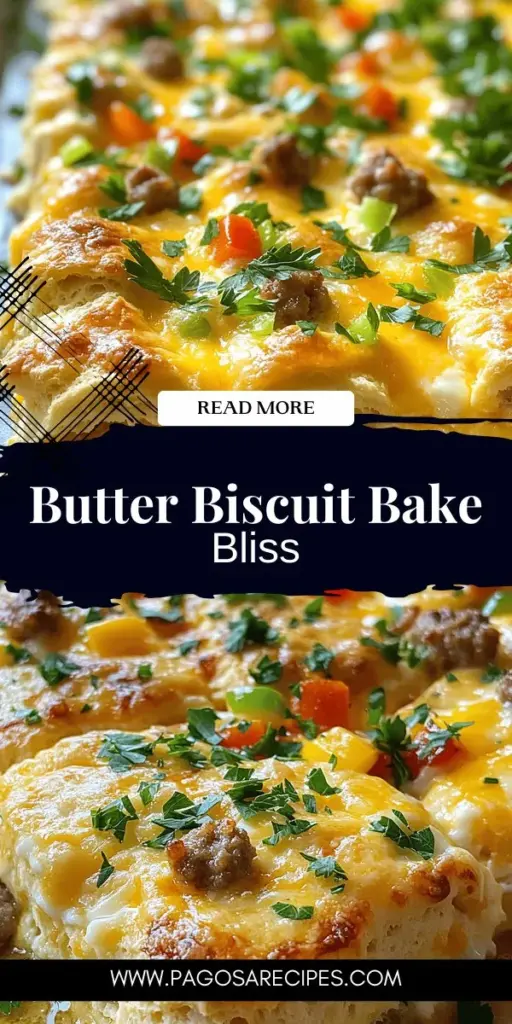 Start your day right with a delicious Butter Biscuit Breakfast Bake! This easy-to-make recipe combines buttery biscuits, fluffy eggs, savory sausage, and creamy cheese into a satisfying dish perfect for family breakfasts or brunch gatherings. Whether you're hosting friends or treating your family, this customizable breakfast bake is sure to impress. Dive into the comforting flavors and learn how to make this delightful dish today! Explore the full recipe now!