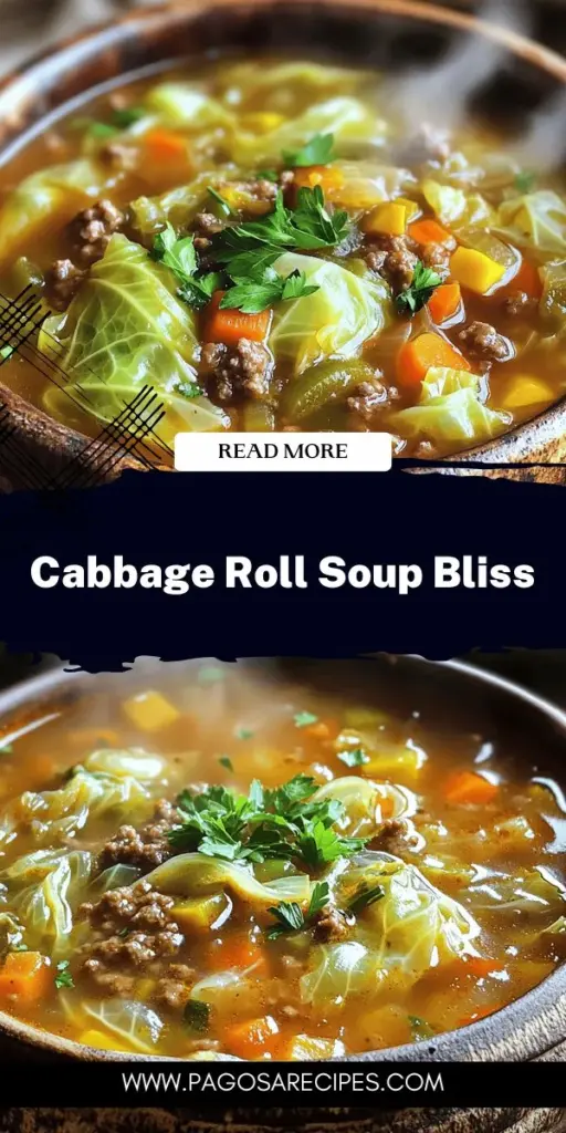 Experience the warmth and comfort of Cabbage Roll Soup Delight, a delicious one-pot meal that brings traditional flavors to your table with ease. Packed with nutritious ingredients like cabbage, ground meat, and aromatic vegetables, this hearty soup is perfect for cozy nights or family gatherings. Discover how to make this satisfying dish with simple steps and customizable options for everyone's taste. Click through to explore the full recipe and start cooking today!