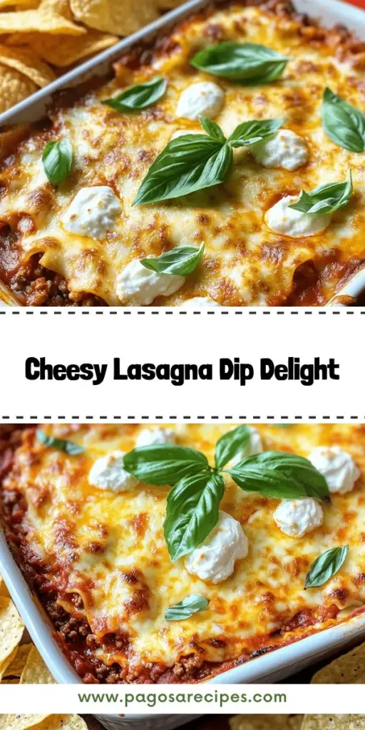 Indulge in the deliciousness of Cheesy Lasagna Dip, a flavorful twist on your favorite Italian classic! This creamy and savory dip is perfect for gatherings, featuring layers of savory ground meat, tangy marinara sauce, and a blend of rich cheeses, all baked to perfection. Ideal for game days or casual get-togethers, this dish will leave everyone wanting more. Click through to explore the full recipe and tips for serving this irresistible treat!