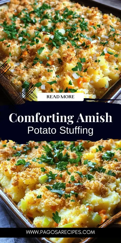 Discover the warm and comforting world of Amish Potato Stuffing, a dish that feels like home! This flavorful recipe combines creamy russet potatoes, sautéed veggies, and aromatic herbs for a perfect side at any gathering or holiday meal. Learn key ingredients, cooking tips, and delicious variations to suit your taste. Click to explore the full recipe and create a delightful dish that will bring joy to your table!