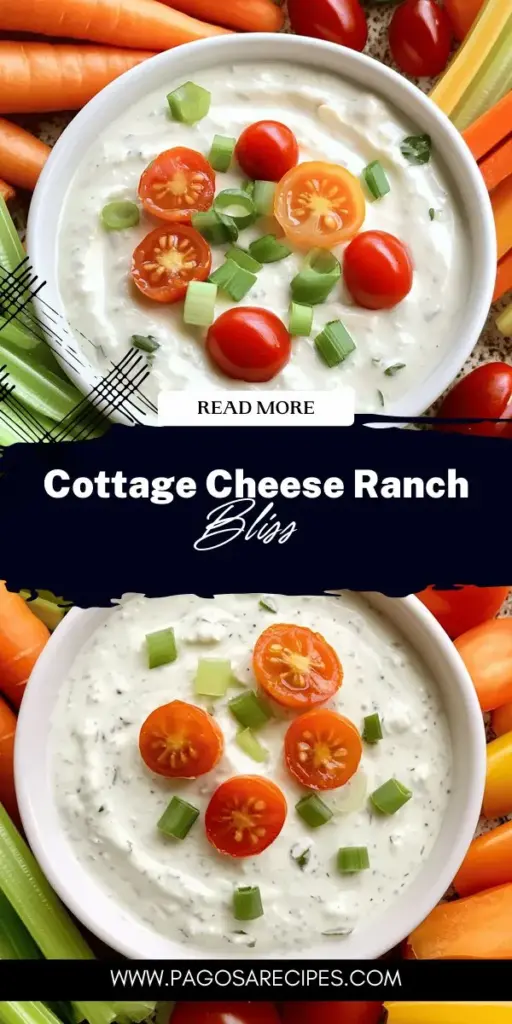 Looking for a delicious and easy dip that won’t weigh you down? Try my Cottage Cheese Ranch Dip recipe! This creamy and flavorful dip is packed with protein, making it a healthy choice for any gathering or snack time. Customize it to your taste with fresh herbs and spices for a unique twist. Perfect with fresh veggies or crunchy chips, your guests will love it! Click through for the full recipe and tips to make this guilt-free treat!