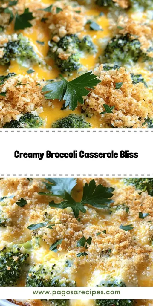 Craving a cozy and nutritious dish? Discover how to make an irresistible Broccoli Cheese Casserole with this simple recipe! Packed with fresh broccoli, rich cheddar, and creamy goodness, this casserole is sure to delight your taste buds. Learn key steps, tips for variations, and ways to make it healthier. Ready to savor every bite? Click through to explore the full recipe and whip up this comforting favorite for your next meal!