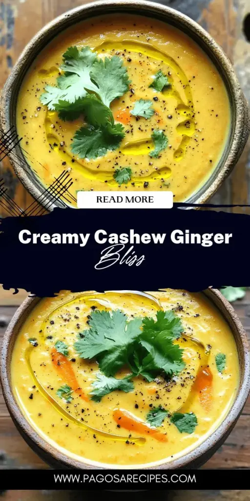 Discover the deliciousness of Cashew Carrot Ginger Soup, a flavorful and healthy delight that’s both creamy and comforting. This easy-to-follow recipe combines the richness of cashews, the sweetness of carrots, and the warmth of ginger for a nutritious meal perfect for any occasion. Get inspired to whip up this wholesome soup today and explore delightful variations to make it your own. Click through for the full recipe and enjoy cooking!