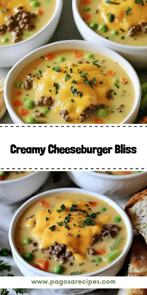 Indulge in a bowl of creamy cheeseburger soup, a warm and comforting delight that will satisfy all your cravings! This recipe is packed with key ingredients like ground beef, cheddar cheese, and fresh veggies, making it a hearty option for any meal. Discover step-by-step instructions and helpful tips to make this soup stand out. Click through for the full recipe and transform your dinner time into a cozy feast!
