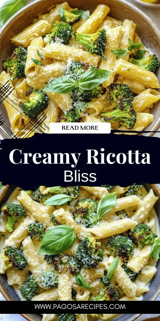 Indulge in the comforting flavors of Creamy Ricotta Pasta with Roasted Broccoli. This delicious dish combines smooth ricotta cheese with crispy, caramelized broccoli for a satisfying meal that's both rich and nutritious. Perfect for family dinners or casual gatherings, explore how to create this easy recipe that’s full of health benefits. Click through now to discover the full recipe and elevate your pasta game!