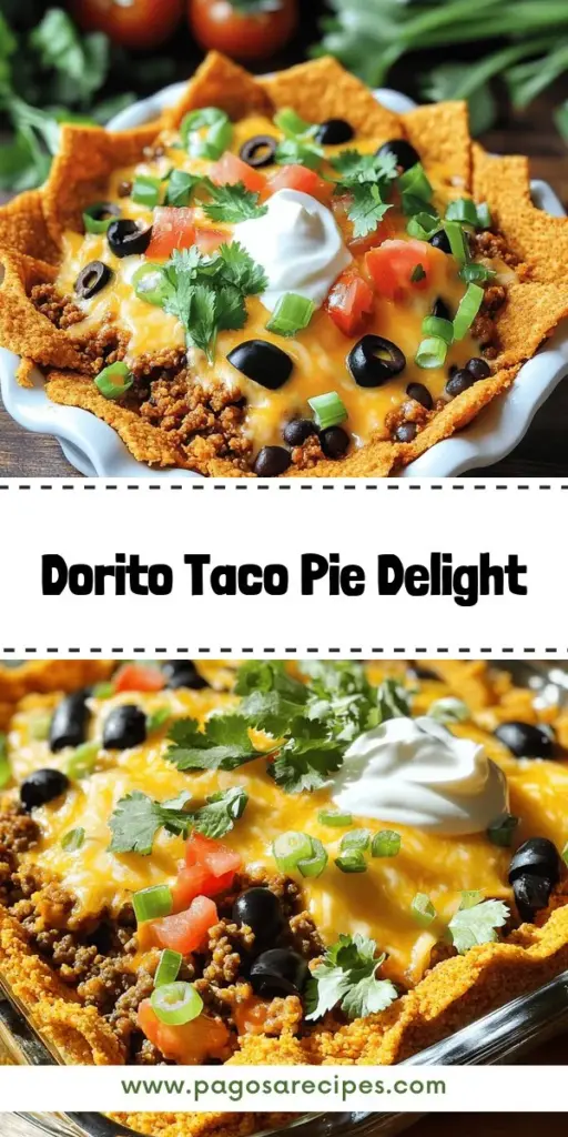 Discover the irresistible Crunchy Dorito Taco Pie, a creative twist on classic tacos that's sure to become a family favorite. This easy recipe combines the delicious crunch of Doritos with a hearty, savory filling for a dish that's perfect for any gathering or weeknight dinner. Each bite offers an explosion of flavor and texture. Click through to explore the full recipe and bring this exciting taco pie to your table today!