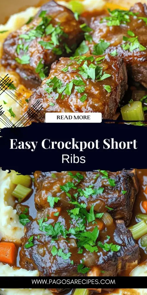Savor the rich flavors of Crockpot Braised Short Ribs with this easy recipe that guarantees a delicious dinner without the fuss. Using simple ingredients like tender beef, fresh vegetables, and savory sauces, this dish cooks low and slow for melt-in-your-mouth goodness. Perfect for busy nights or special gatherings, your family will be begging for seconds! Click through to explore the full recipe and elevate your dinner game today!