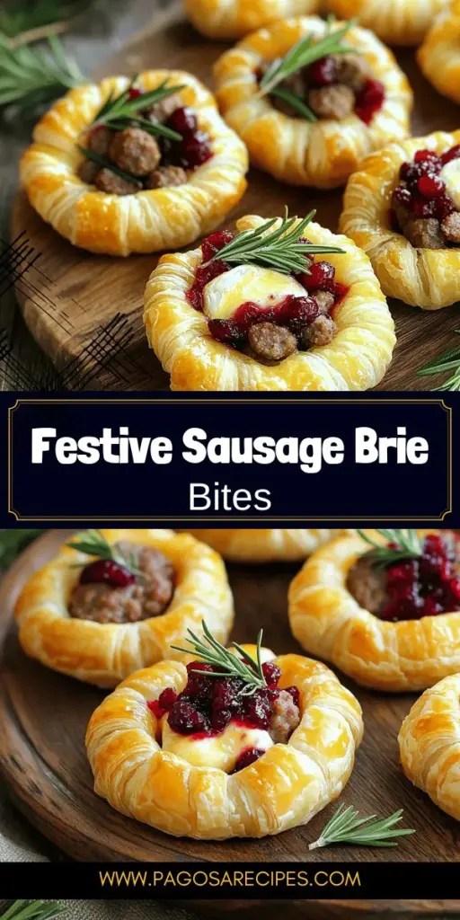 Impress your guests this holiday season with delectable Sausage Cranberry Brie Bites! These easy-to-make appetizers feature flaky puff pastry filled with savory sausage, sweet cranberry sauce, and creamy Brie cheese. Perfect for festive gatherings, they offer a delightful balance of flavors and crunchy textures. Don't miss out on the recipe that will elevate your entertaining! Click through to explore this must-try holiday treat and make your next gathering unforgettable.