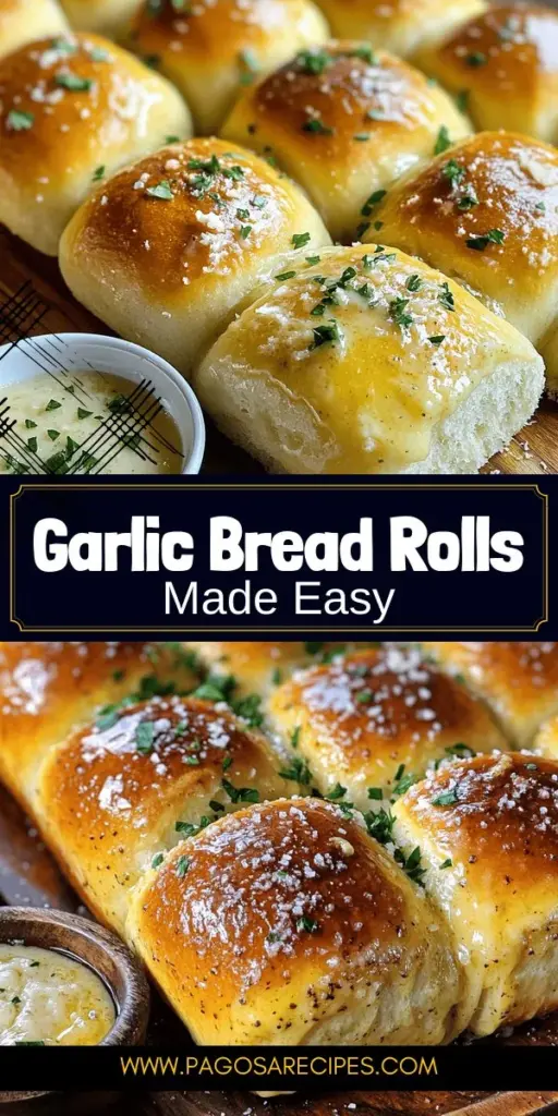 Discover the joy of homemade garlic bread rolls with our delightfully easy and tasty recipe! These warm, buttery rolls are packed with flavor and perfect for any meal. Learn how to make them from scratch with simple ingredients and step-by-step instructions. Plus, explore fun variations and serving ideas to impress your family and friends. Don’t miss out on this comforting dish—click through now to find the full recipe and elevate your dinner experience!