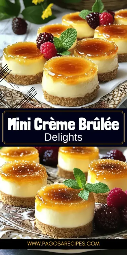 Satisfy your sweet tooth with Mini Crème Brûlée Cheesecakes, a deliciously easy dessert that combines creamy cheesecake with a crunchy caramelized topping. Perfect for any occasion, these individual treats are a hit at parties or a cozy night in. Discover the simple recipe and tips to customize flavors like chocolate or lemon. Click through to explore how to make these irresistible Mini Crème Brûlée Cheesecakes at home!