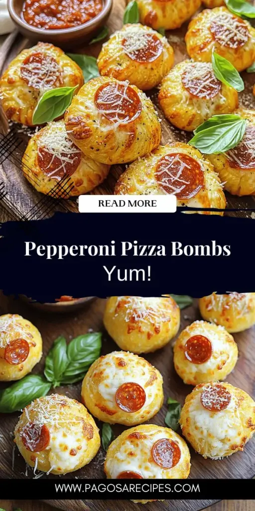 Indulge in the ultimate snack with Pepperoni Pizza Bombs! These quick and tasty treats combine fluffy dough, savory pepperoni, and gooey cheese, making them perfect for parties, game nights, or family fun. Easy to customize with different fillings, they are a crowd-pleaser for any occasion. Don’t miss out on this delicious recipe—click through to discover how to make your own Pepperoni Pizza Bombs and impress your friends and family today!