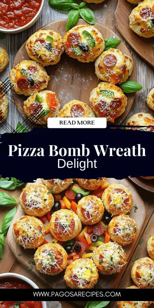 Create a show-stopping centerpiece for your next gathering with this mouthwatering Pizza Bomb Wreath recipe! Perfect for any occasion, this fun dish combines flaky pizza dough with gooey mozzarella, savory pepperoni, and colorful veggies, all beautifully arranged in a wreath shape. It's easy to make and sure to impress your guests. Click through to discover all the details and step-by-step instructions to bring this delicious creation to your table!
