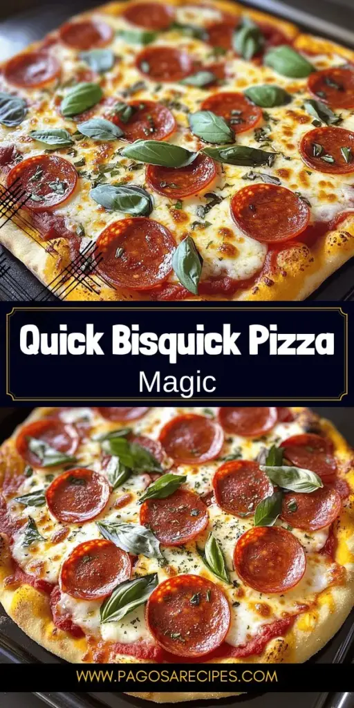 Discover the ultimate convenience with our Savory Bisquick Pizza Delight recipe! Perfect for busy weeknights, this quick and easy pizza brings homemade flavor to your table in no time. Using Bisquick for the crust means no kneading or rising—just mix, bake, and enjoy! Get creative with toppings and impress your family and friends. Click through to explore the full recipe and elevate your pizza nights!
