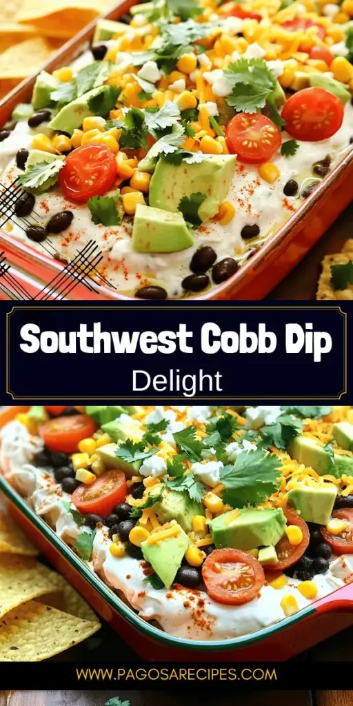 Elevate your next gathering with the delicious Southwest Cobb Salad Dip, a flavorful party treat that will impress your guests! This creamy dip features fresh ingredients like black beans, corn, avocado, and tender chicken, all perfectly layered for a colorful, mouthwatering presentation. Ideal with tortilla chips or veggie sticks, it's easy to customize for any diet. Click through for the full recipe and make your next event unforgettable!