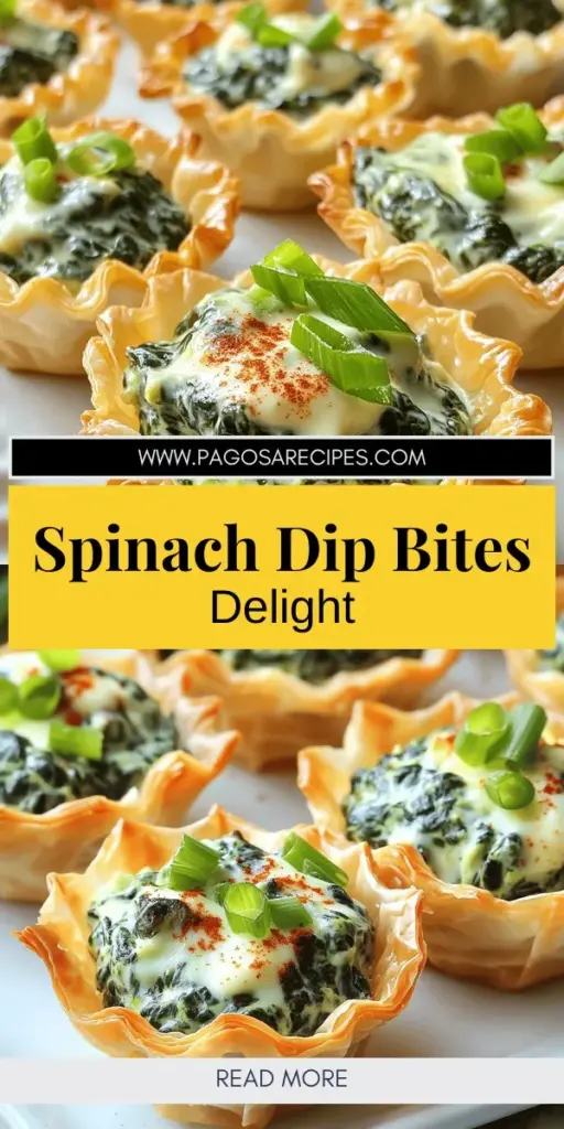 Impress your guests with these delicious Spinach Dip Bites that are the ultimate crowd-pleasing appetizer. Combining flaky phyllo pastry with a creamy spinach filling, these bites are perfect for any gathering, from casual get-togethers to festive parties. Easy to prepare and can be made ahead of time, they are a tasty way to start your meal. Click to explore the full recipe and learn how to create this irresistible dish that everyone will love!