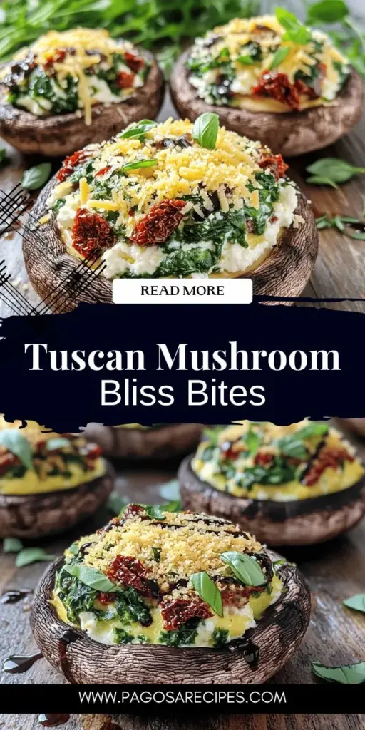 Savor the flavors of Italy with these delicious Tuscan Stuffed Mushroom Caps! Made with fresh portobello or cremini mushrooms and a rich filling of creamy ricotta, vibrant spinach, and tangy sun-dried tomatoes, these appetizers are perfect for any occasion. Easy to prepare and customizable for dietary needs, they offer a taste of Tuscany right at your table. Click through to explore the full recipe and elevate your next gathering!