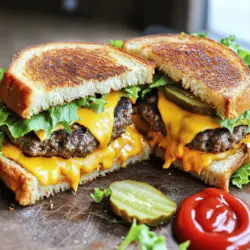 One of the standout features of this recipe is the choice of bread. Sourdough is preferred for its unique texture and flavor profile. This type of bread has a sturdy crust that holds up well under the weight of the burger and cheese, offering a satisfying crunch when grilled. The tanginess of sourdough complements the richness of the cheese and beef, adding a complex layer of flavor that plain white bread simply can't achieve. Plus, the slight chewiness of sourdough creates a delightful contrast to the soft, melted cheese inside.