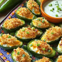 Cheesy jalapeño popper bites are a fun snack. They are small, spicy, and cheesy. You fill jalapeños with a rich cheese mix. This mix often has cream cheese and cheddar. You add crispy bacon for a tasty crunch. They make a great addition to any party food ideas.