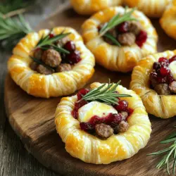 As the holiday season approaches, the quest for the perfect appetizer begins. Enter the delightful Sausage Cranberry Brie Bites—an irresistible combination that will elevate any gathering. These bite-sized treats are not only visually appealing but also bursting with flavors that will leave your guests raving. Imagine crispy, flaky puff pastry enveloping savory sausage, complemented by the sweetness of cranberry sauce, and finished off with creamy Brie cheese. This dish balances savory and sweet elements, making it a standout choice for festive occasions.