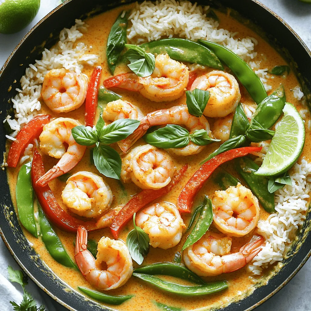 The magic of Thai shrimp coconut curry comes from its rich and vibrant ingredients. The star of the dish is, of course, shrimp. I recommend using large shrimp for the best texture. They cook well and soak up flavors nicely.