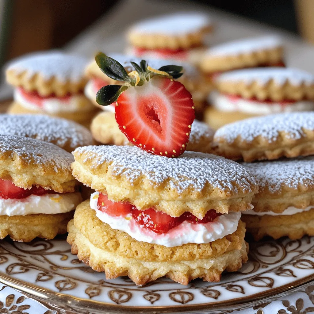 Strawberry cake sandwich cookies are a fun twist on classic cookies. They taste like a slice of strawberry cake, but in cookie form. The soft cookies hold a creamy filling made from cream cheese and fresh strawberries. This treat shines with its sweet, fruity flavor.