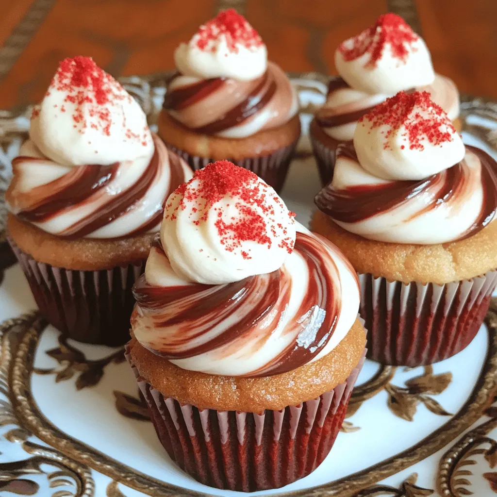 Red velvet marble cupcakes are a fun twist on the classic red velvet cake. They mix rich red velvet and delicious cream cheese in one bite. You get a taste of both flavors in every cupcake. This makes them a unique cupcake flavor that stands out at any gathering.