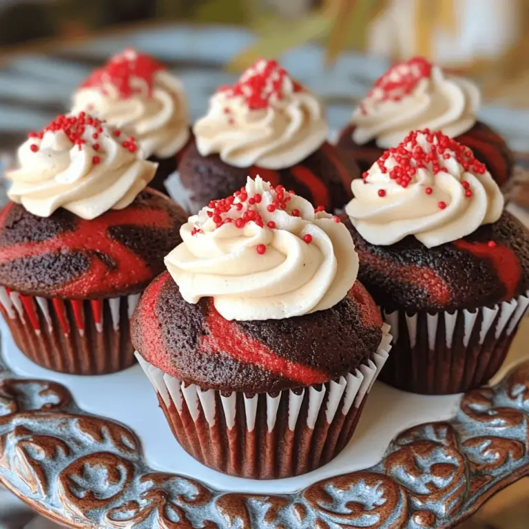 Red velvet marble cupcakes are a fun twist on the classic red velvet cake. They mix rich red velvet and delicious cream cheese in one bite. You get a taste of both flavors in every cupcake. This makes them a unique cupcake flavor that stands out at any gathering.