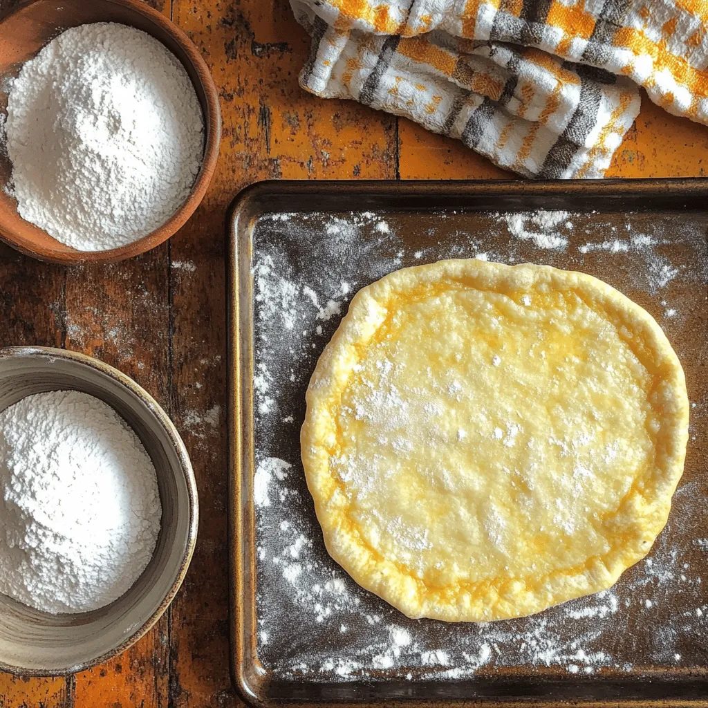 To make easy homemade pizza dough, you need a few simple ingredients. First, you need all-purpose flour. I use two cups for a great base. Next, get a packet of instant yeast, which is about 2¼ teaspoons. This helps the dough rise. You will also need one teaspoon of sugar. The sugar feeds the yeast to create fluffy dough.