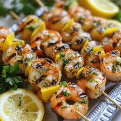 To make a great lemon herb grilled shrimp recipe, you need fresh ingredients. The star of this dish is the shrimp. Use one pound of large shrimp, peeled and deveined. Fresh shrimp gives the best taste and texture.