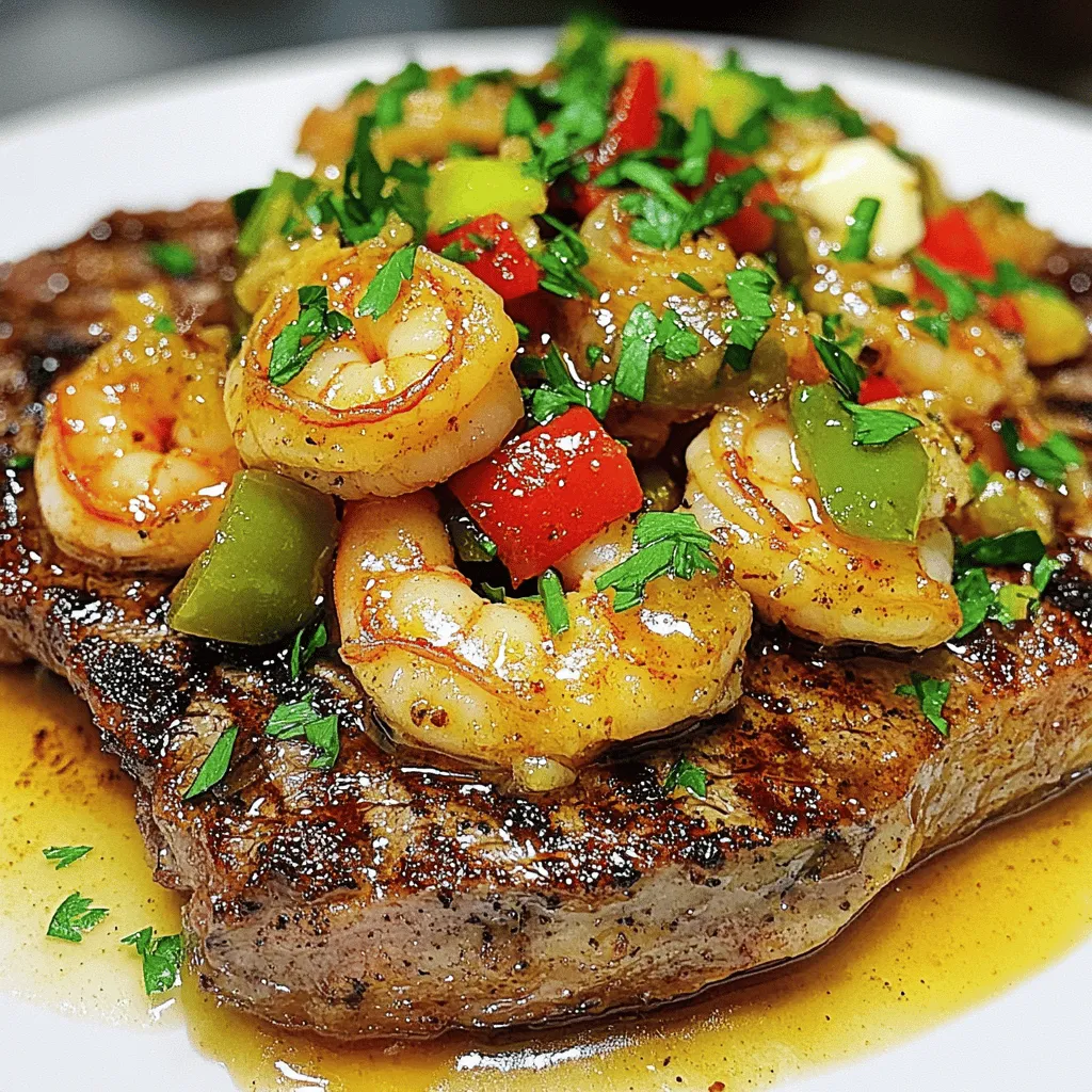 For a great steak with Cajun shrimp recipe, you need a few key items. First, get two ribeye steaks, about an inch thick. Ribeye gives a rich flavor and nice marbling. You will also need one pound of large shrimp, peeled and deveined. They add a sweet and juicy touch to the dish.