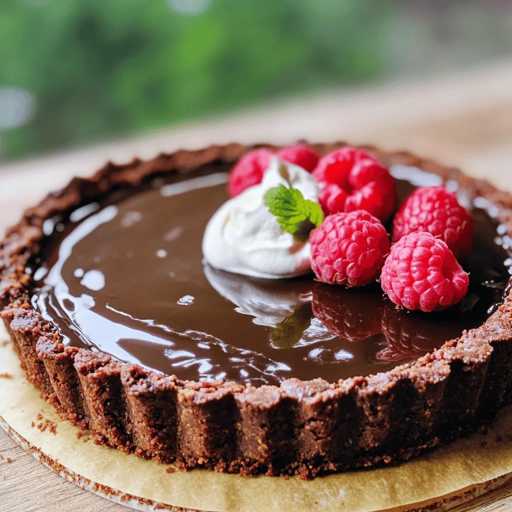 To create a delicious dark chocolate tart, you need a few key ingredients. First, let's talk about the tart shell. The main ingredients include all-purpose flour, cocoa powder, powdered sugar, salt, unsalted butter, egg yolk, and cold water. These form a rich, crumbly base that pairs well with dark chocolate.
