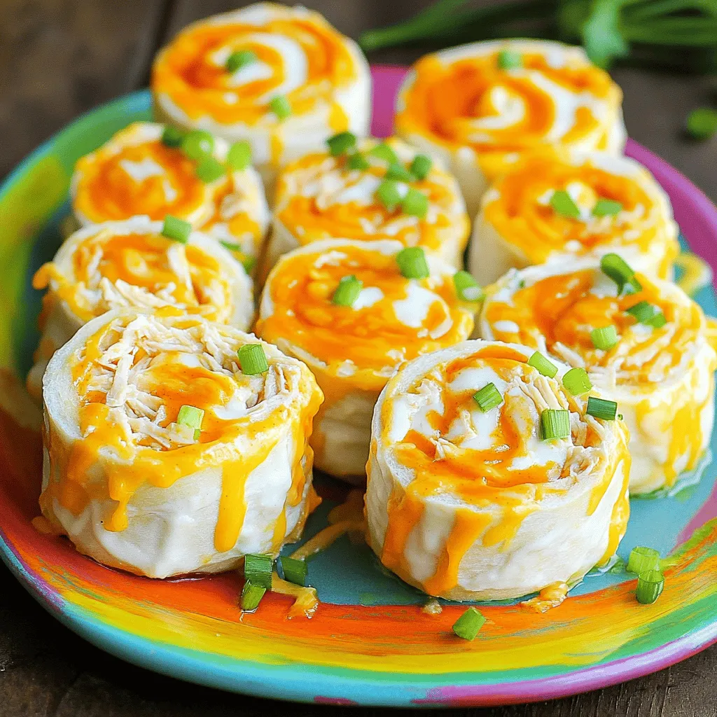 Buffalo chicken pinwheels are a tasty and fun snack. They combine shredded chicken with creamy ranch and spicy buffalo sauce. You wrap this mixture in tortillas and slice them into bite-sized pieces. This dish is great for sharing at parties or game days.