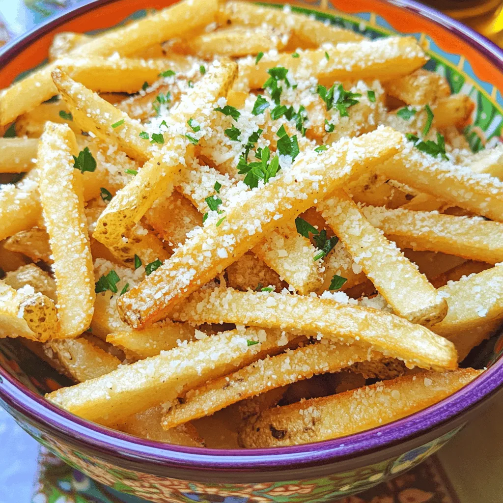 Air fryer garlic parmesan fries blend crispy texture with rich flavor. They are an easy snack or side dish. You can whip them up quickly using simple ingredients. This recipe features russet potatoes, garlic, and parmesan cheese.
