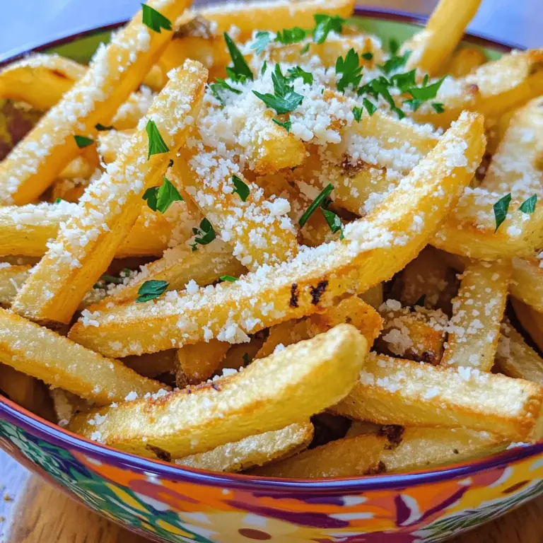 Air fryer garlic parmesan fries blend crispy texture with rich flavor. They are an easy snack or side dish. You can whip them up quickly using simple ingredients. This recipe features russet potatoes, garlic, and parmesan cheese.