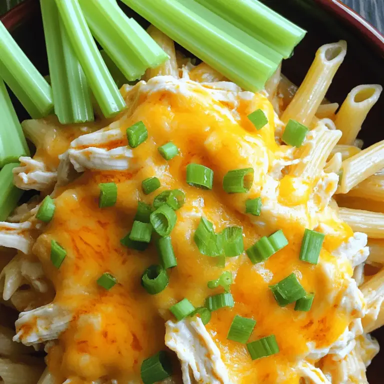 To make a great crock pot buffalo chicken pasta, I pick fresh and tasty ingredients. Here’s what you need: