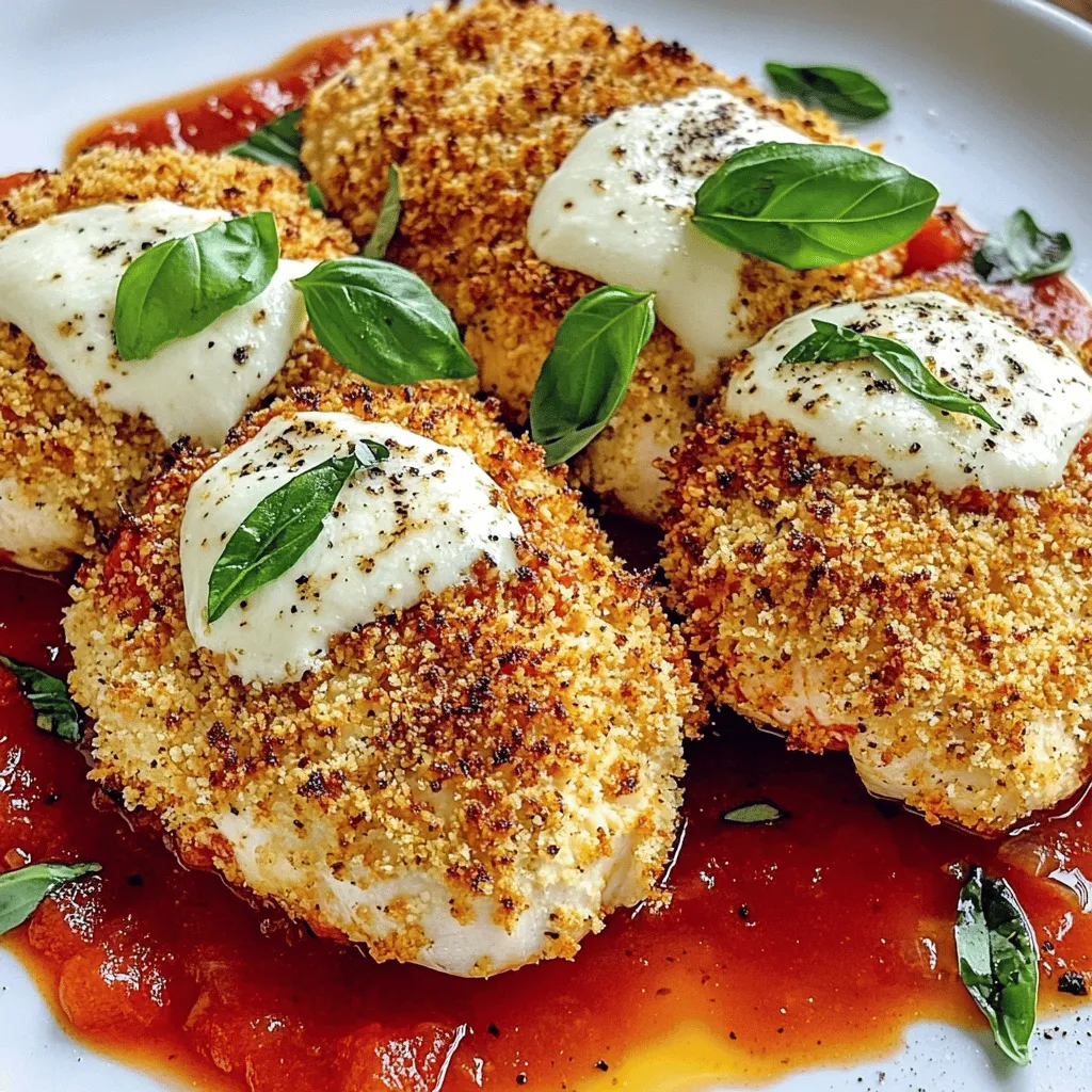 To make the best crispy chicken parmesan, you need a few key ingredients. First, use two large chicken breasts. Flatten them for even cooking. Next, gather one cup of all-purpose flour. This helps the breading stick. You will also need two large eggs, beaten. They act as a binding agent.