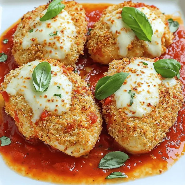 To make the best crispy chicken parmesan, you need a few key ingredients. First, use two large chicken breasts. Flatten them for even cooking. Next, gather one cup of all-purpose flour. This helps the breading stick. You will also need two large eggs, beaten. They act as a binding agent.