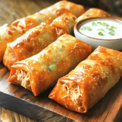Buffalo chicken egg rolls are a tasty twist on a classic. They are crispy rolls filled with spicy buffalo chicken, cheese, and green onions. This mix creates a burst of flavor in each bite. You can serve them as an appetizer or a snack. They are perfect for parties, game days, or cozy nights in.