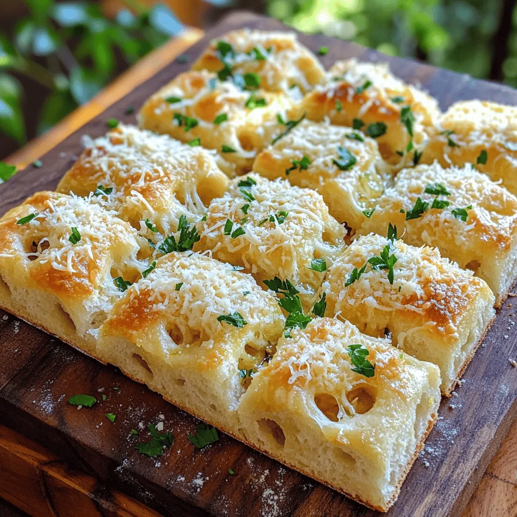 To make focaccia cheesy garlic bread, you need simple ingredients. Here’s what to gather: