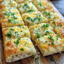 To make focaccia cheesy garlic bread, you need simple ingredients. Here’s what to gather: