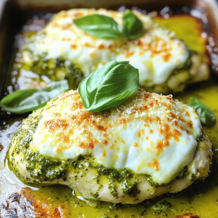 Cheesy Pesto Chicken is the epitome of a one-pan meal that delivers big on flavor without demanding too much time or effort. The combination of succulent chicken breasts, vibrant pesto, and gooey cheese creates a symphony of taste that's both comforting and gourmet. Imagine the tender chicken soaking up the bold flavors of pesto while being enveloped in a blanket of melted mozzarella and Parmesan cheese, creating a dish that is rich in both flavor and texture.
