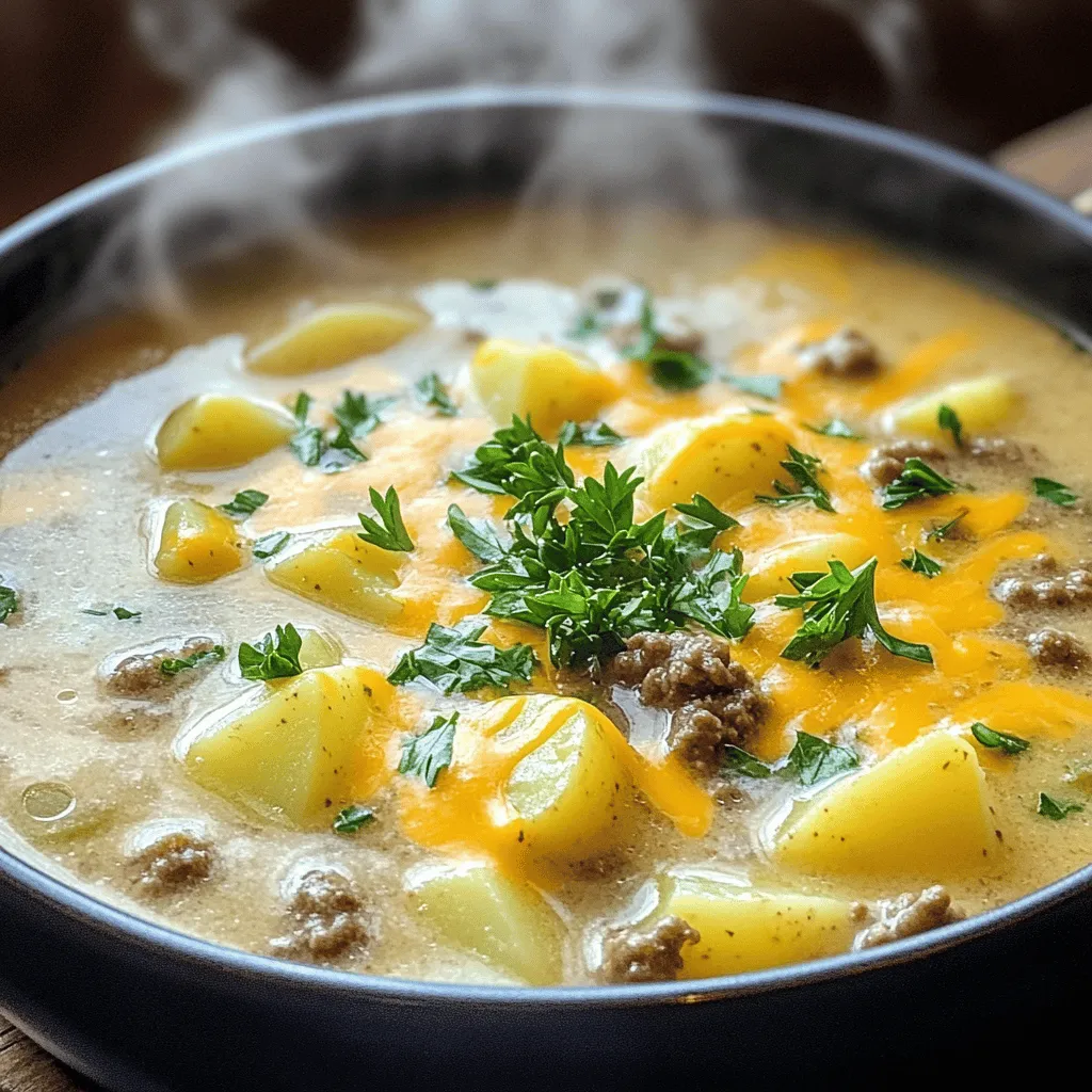 Soup has long been a staple in culinary traditions across cultures, often serving as a symbol of warmth and nourishment. From hearty stews in winter to light broths in summer, soups have an innate ability to bring people together around the table. The Cheesy Beef and Potato Soup takes this timeless comfort food concept and elevates it with familiar flavors that evoke a sense of nostalgia and satisfaction.