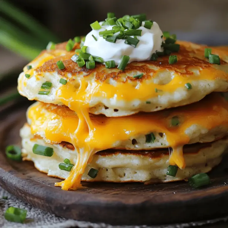 Cheesy savory pancakes are a delightful twist on classic pancakes. These pancakes combine the fluffiness of traditional pancakes with rich, melted cheese and bold flavors. You can enjoy them for breakfast, lunch, or even dinner. They are easy to make and taste amazing!
