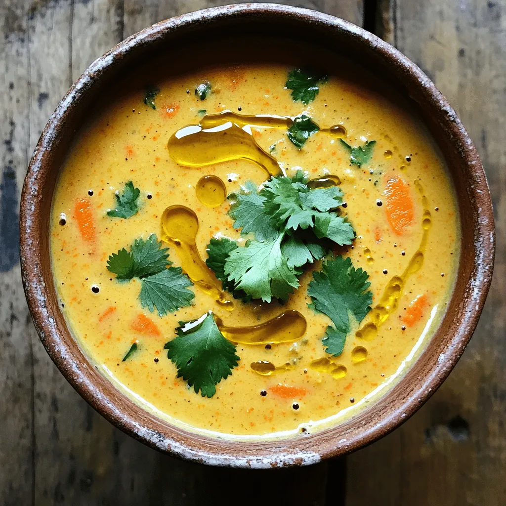 To make a great cashew carrot ginger soup, you need simple, fresh ingredients. The main items are raw cashews, carrots, onion, fresh ginger, garlic, and vegetable broth. You also need coconut oil, cumin, turmeric, and salt and pepper. For a touch of sweetness, add maple syrup. Fresh cilantro makes a nice garnish.