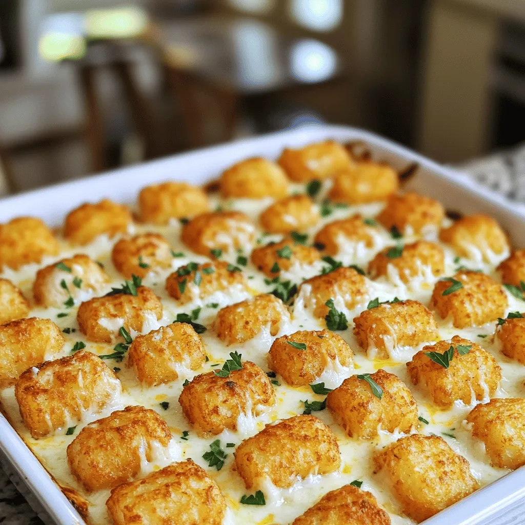 The key to a great savory creamy chicken Alfredo tater tot casserole lies in its ingredients. Each one plays a vital role in delivering the rich flavors you crave.