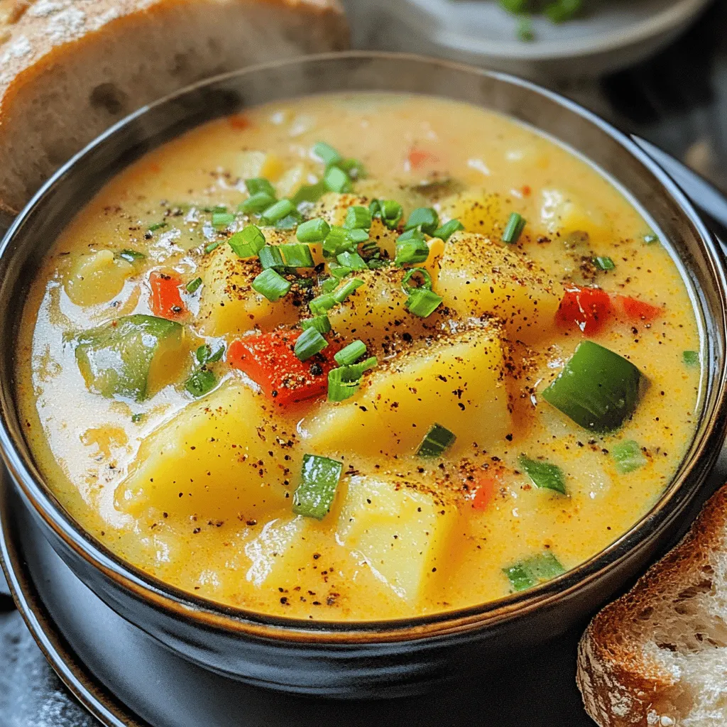 Cajun potato soup shines with a mix of bold flavors and fresh ingredients. To start, use four large russet potatoes. They are starchy and creamy, perfect for soup. Dice them into small pieces for even cooking.